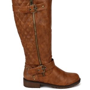 Knee High Quilted Tan Boots